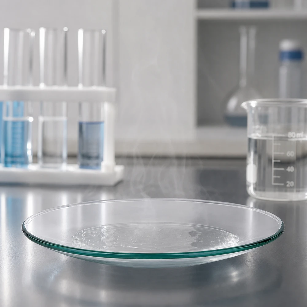 Kellolasikulho ø100 mm Laadukkaasta borosilikaattilasista valmistettu Ø 100 mm laboratoriolasiastia tieteellisiin kokeisiin.