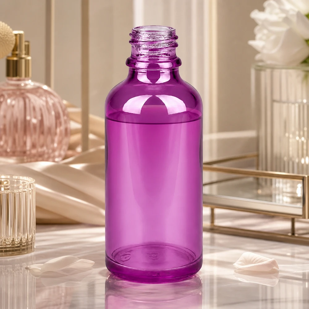 50 ml:n apteekkipullo PurpleLine UT18/50 UNiTWIST UNiTWIST Pienikokoinen 50 ml PurpleLine UT18/50 UNiTWIST -apteekkipullo, jossa on kapea kaula tarkkaa pisara-annostelua varten.