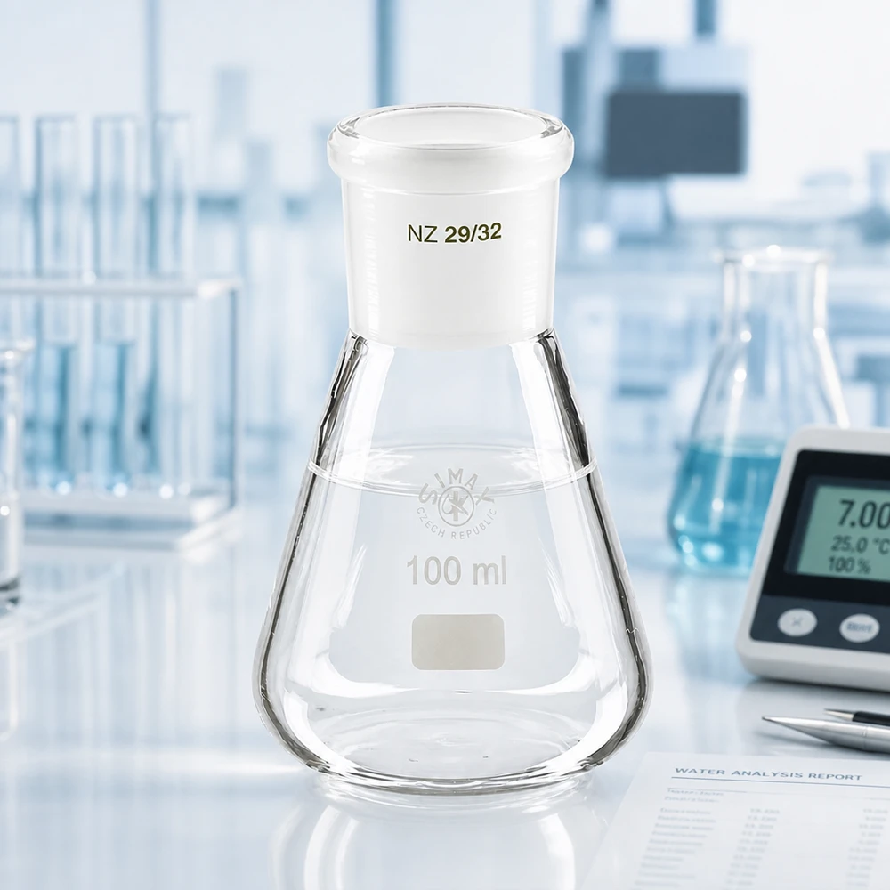 Erlenmeyer-pullo 100ml, jossa on vakiohiottu liitos (29/32).