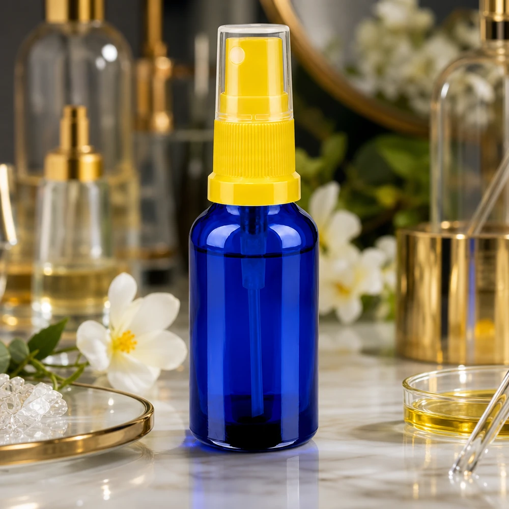 30ml suihkepullo keltainen/läpinäkyvä vakiokorkki BlueLine UT18/30 Ammattikäyttöön tarkoitettu 30 ml:n suihkepullo UT18/30-kierteellä, korkealaatuista BlueLine-laatua.