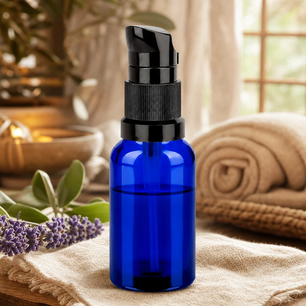 20ml pumppupullo musta vakiokorkki BlueLine UT18/20 20ml pumppupullo musta STD BlueLine UT18/20 - käytännöllinen pumppuannostelija helppoon annosteluun.