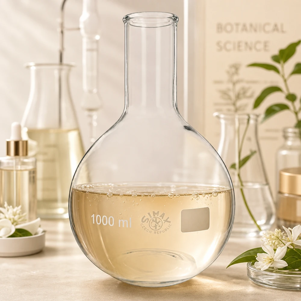 Laboratoriopullo 1000ml kapeakaulainen, kultainen liuos kemiallisiin kokeisiin ja analyyseihin tarkoitettu laboratoriopullo