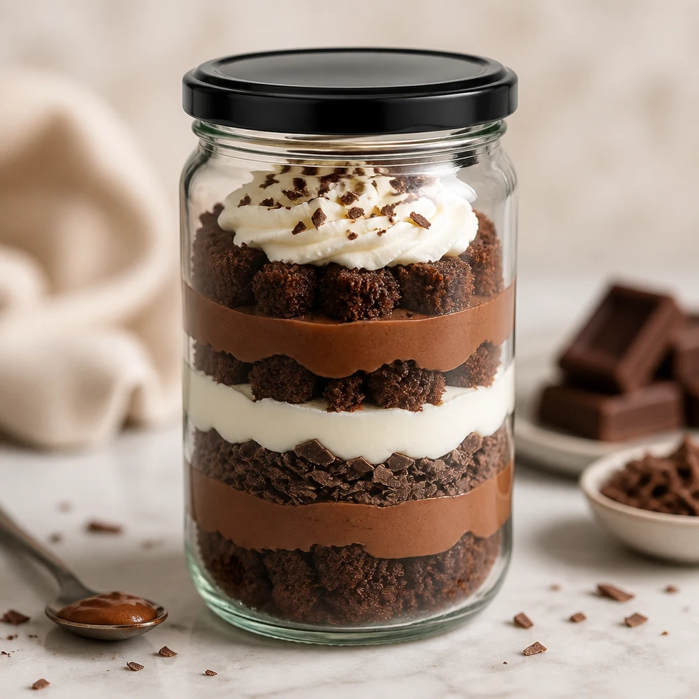 305ml Rundglas UNiTWIST mit schwarzem Deckel für Schichtdesserts - perfekt für Tiramisu und Mousse-Kreationen