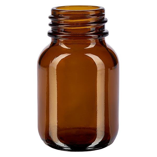 50ml leveäkaulainen pullo meripihkanväristä lasia