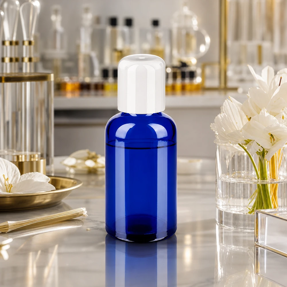50ml roll-on-pullo valkoinen vakiokorkki BlueLine UT18/50 50ml BlueLine roll-on-pullo valkoisella korkilla STD UT18/50 ammattikäyttöön kosmetiikkasovelluksiin