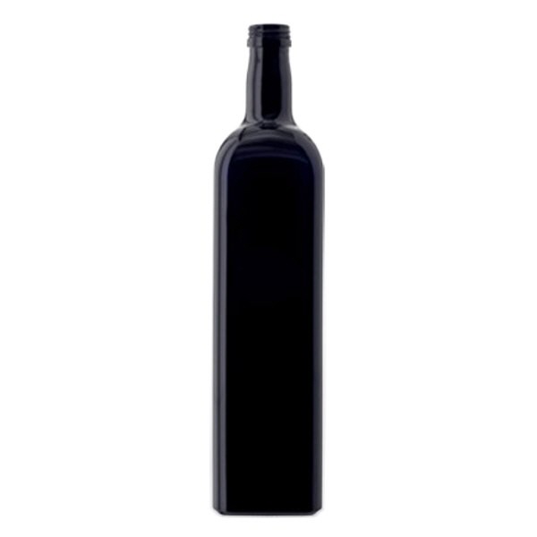 Öljypullo violettia lasia 1000ml neliö, UNI 31.5x24 Öljypullo violettia lasia 1000ml neliö, UNI 31.5x24
