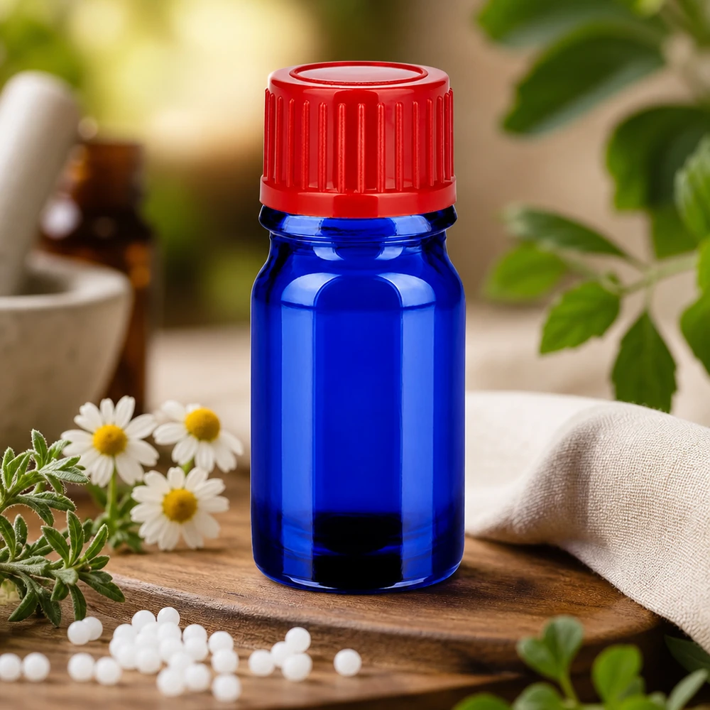 Pienikokoinen 5ml pullo 11mm kierrekorkilla punainen STD BlueLine liikkuviin sovelluksiin.