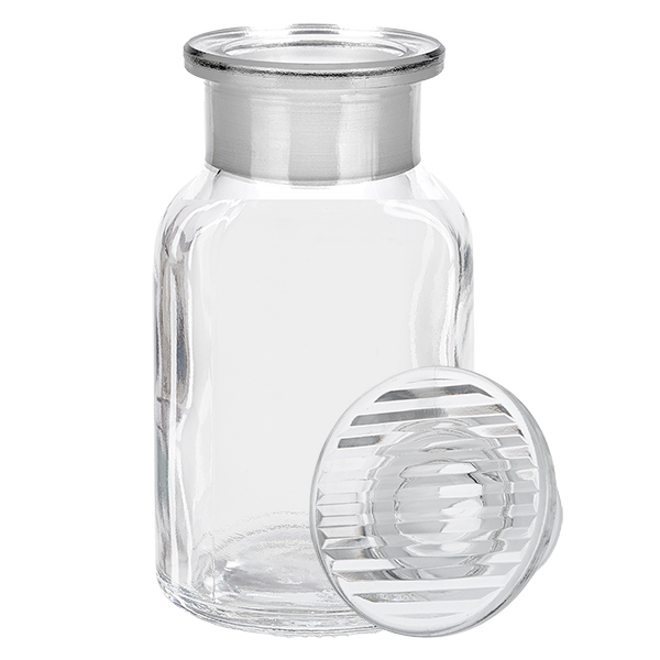 Pyöreä olkapääpullo 100ml kirkas leveäkaulainen lasitulppa Läpinäkyvä, leveäkaulainen laboratoriopullo, 100 ml, hiotulla lasitulpalla, valmistettu borosilikaattilasista