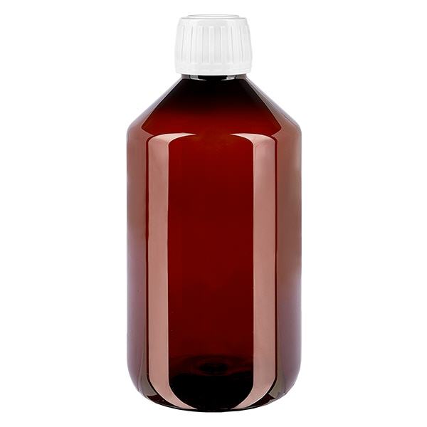 PET-pullo 500ml, jossa on valkoinen vakiokorkki, jossa on väärentämisen estävä korkki. PET-pullo 500ml, jossa on valkoinen vakiokorkki, jossa on väärentämisen estävä korkki.