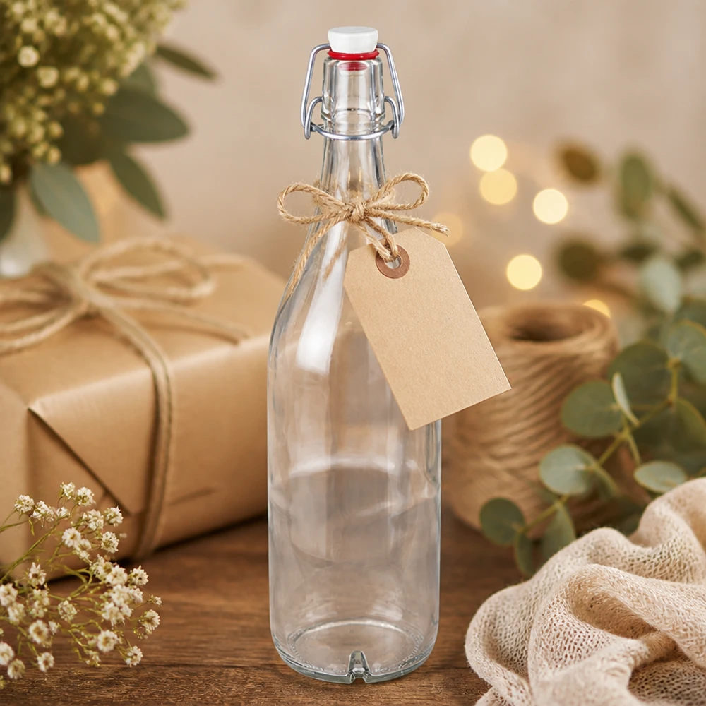1000ml lasipullo swing top posliini lahjaksi riipus ja luonnollinen koristelu järjestelyyn