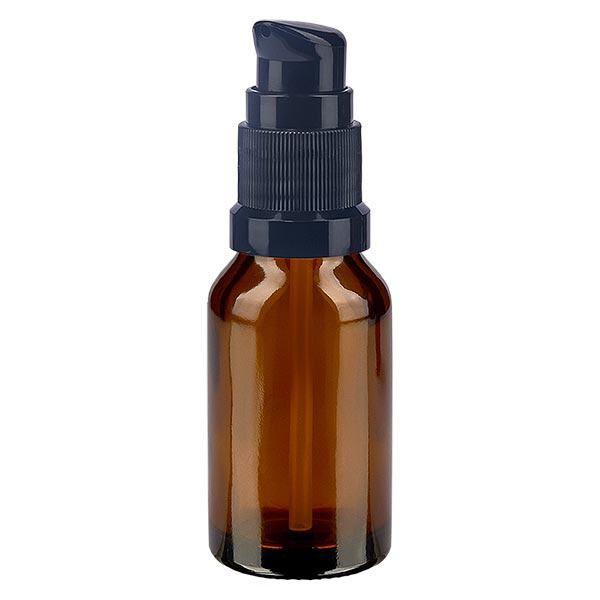 Apteekkipullo ruskea 30ml pumppukorkki musta vakio Apteekkipullo ruskea 30ml pumppukorkki musta vakio