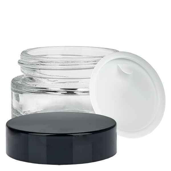 Lasipurkki 20ml kirkas, jossa on UNiTWIST-sisäkansi. Lasipurkki 20ml kirkas, jossa on UNiTWIST-sisäkansi.