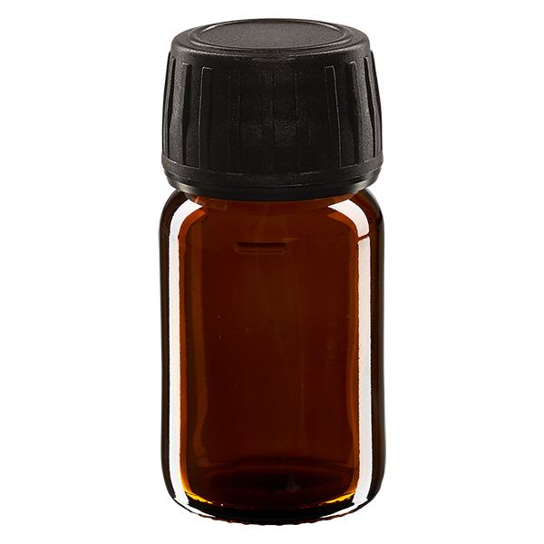 30ml lääkepullo ruskea, musta korkki, jossa on peukaloinnin estävä rengas ApoGlas - 30ml lääkepullo ruskea, musta korkki. 30ml lääkepullo ruskea, musta korkki, jossa on peukaloinnin estävä rengas ApoGlas - 30ml lääkepullo ruskea, musta korkki.