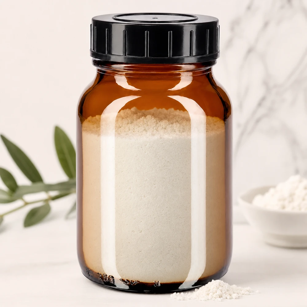 250ml leveäkaulainen meripihkanvärinen lasipullo, jossa on kierrekorkki.