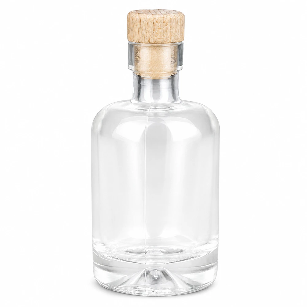 50ml lasipullo Amelie puukahvalla korkilla UNiTWIST tyhjä läpinäkyvä läpinäkyvä väkeville alkoholijuomille ja öljyille