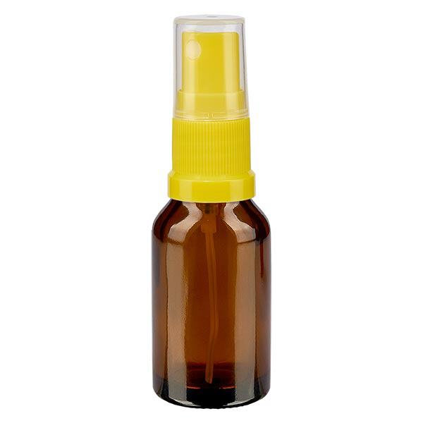 Apteekkipullo ruskea 30ml suihkutuspääte keltainen Apteekkipullo ruskea 30ml suihkutuspääte keltainen