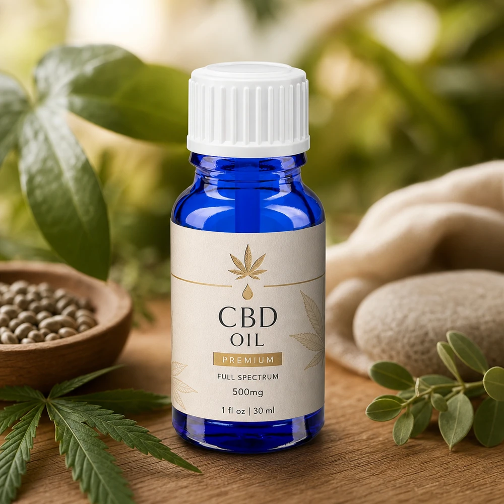 Apteekkipullo sininen 10ml ruuvikorkki valkoinen sivellin Sininen 10 ml:n apteekkipullo, jossa on valkoinen sivellinpäällys CBD-öljyn tasaisen levittämisen varmistamiseksi