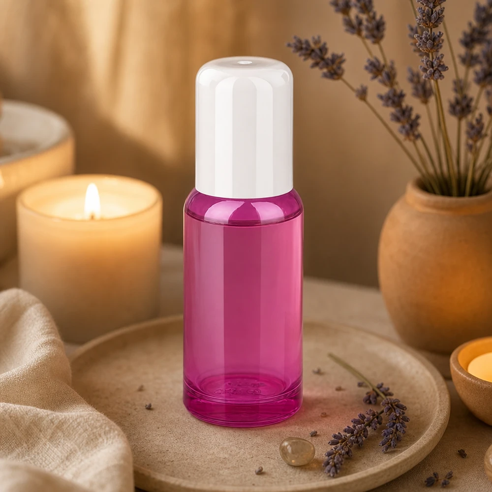 20ml roll-on-pullo valkoinen vakio PurpleLine UT18/20 PurpleLine UT18/20 Roll-on-pullo 20ml, valmistettu korkealaatuisesta lasista, jossa on käytännöllinen pallosuljinjärjestelmä, violetti väri