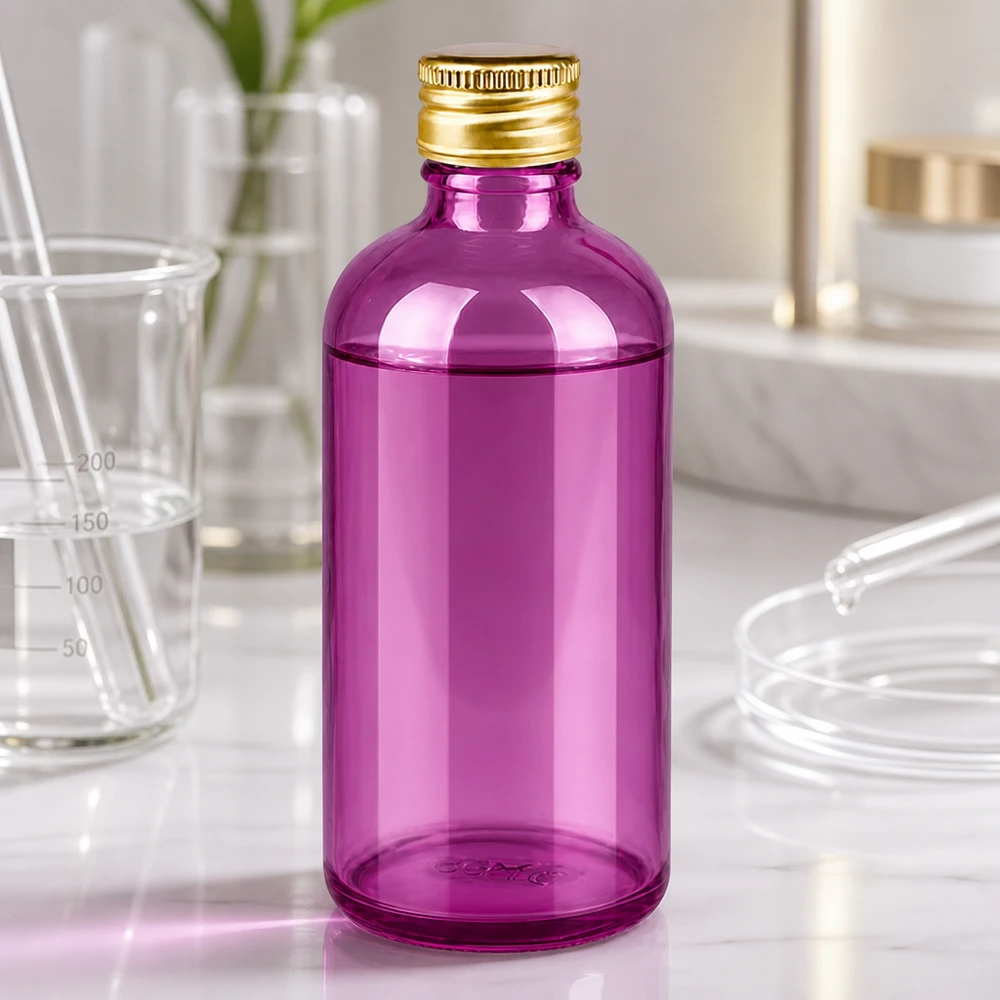 Valosuojaviolettilasi 100ml pullo alumiinikannella UV-herkille aktiivisille aineosille