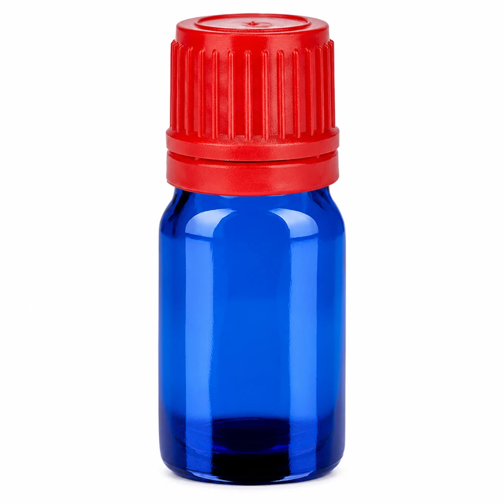 5ml sininen lasipullo punaisella kierrekorkilla 11mm SV BlueLine UT18/5