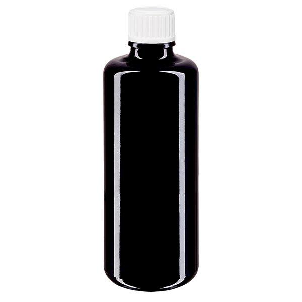 Apteekkipullo violetti 100ml tiputuskorkki valkoinen 0,8mm vakio.