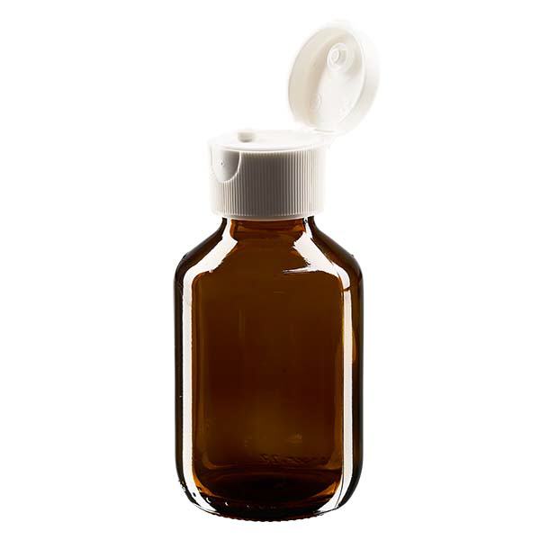 100ml lääkepullo ruskea, jossa flip-top korkki ApoGlas 100ml lääkepullo ruskea, jossa flip-top korkki ApoGlas