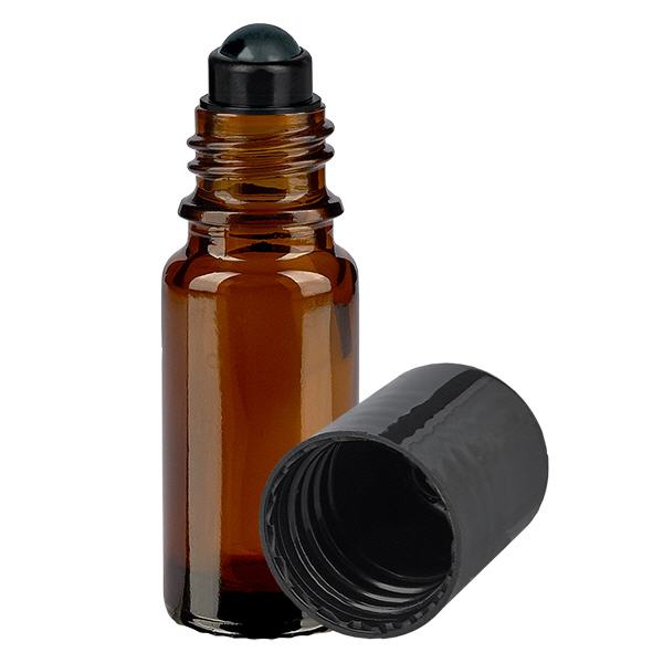 Apteekkipullo ruskea 10ml roll-on korkki musta Apteekkipullo ruskea 10ml roll-on korkki musta