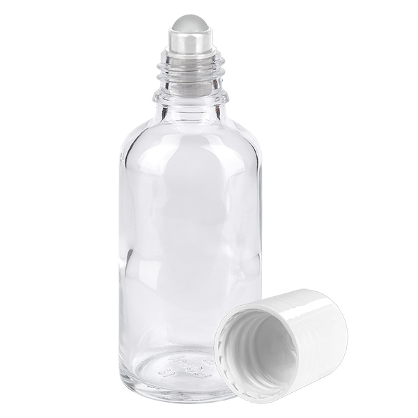 50ml roll-on-pullo valkoinen vakiosuljin ClearLine UT18/50 50ml roll-on-pullo valkoinen vakiosuljin ClearLine UT18/50