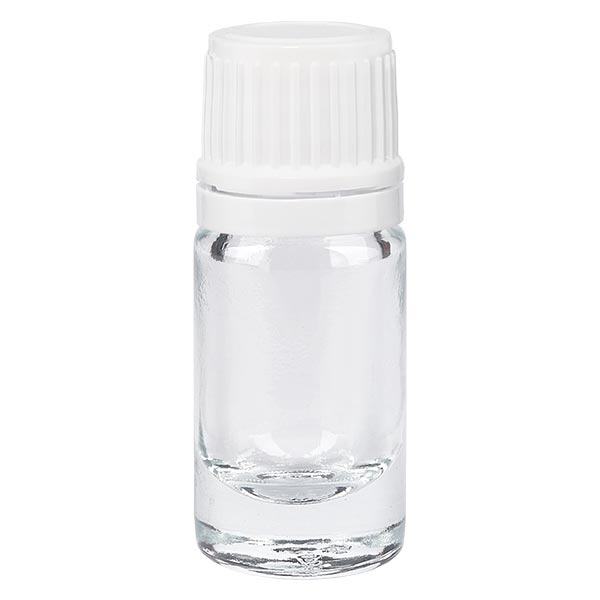 Apteekkipullo kirkas 5ml ruuvikorkki valkoinen väärentämisen estävä suljin Apteekkipullo kirkas 5ml ruuvikorkki valkoinen väärentämisen estävä suljin