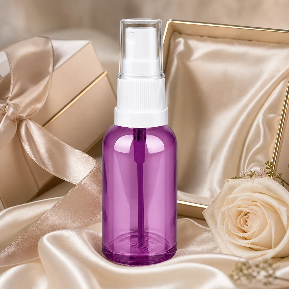30ml tippapullo valkoinen/läpinäkyvä Standard PurpleLine UT18/30 Elegantti 30ml suihkepullo Purple Line muotoilulla ylellisille kosmetiikkatuotteille.