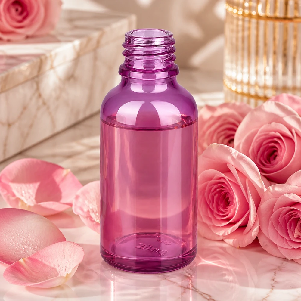 30ml apteekkipullo PurpleLine UT18/30 UNiTWIST-lanka PurpleLine UT18/30 UNiTWIST 30ml violetti lasipullo PurpleLine UT18/30 eteerisille öljyille ja kosmetiikalle.