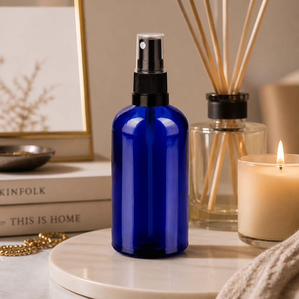100ml suihkepullo musta musta/läpinäkyvä vakiokorkki BlueLine UT18/100