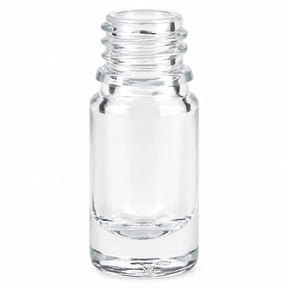 Kirkas lasipullo 5ml DIN 18 5ml kirkas apteekkipullo ApoGlas läpinäkyvästä lasista lääkkeille ja tinktuureille.