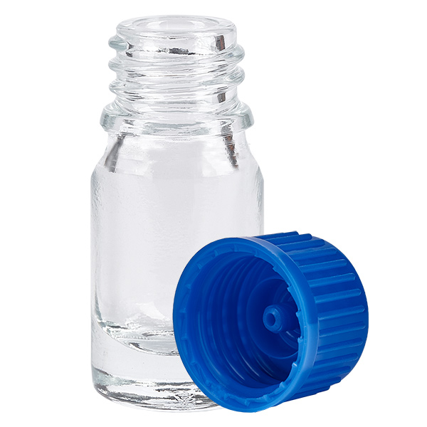5ml pullo 11mm kierrekorkki sininen Standard ClearLine UT18/5 5ml pullo 11mm kierrekorkki sininen Standard ClearLine UT18/5