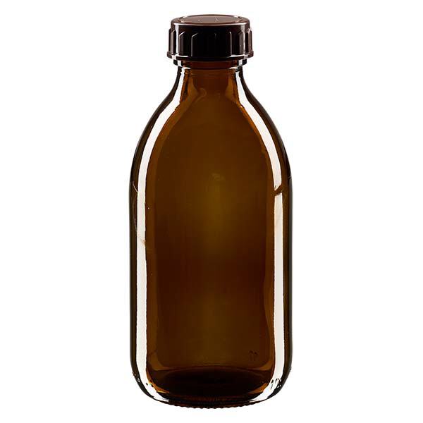 250ml lääkepullo ruskea, jossa ruskea ApoGlas-korkki 250ml lääkepullo ruskea, jossa ruskea ApoGlas-korkki