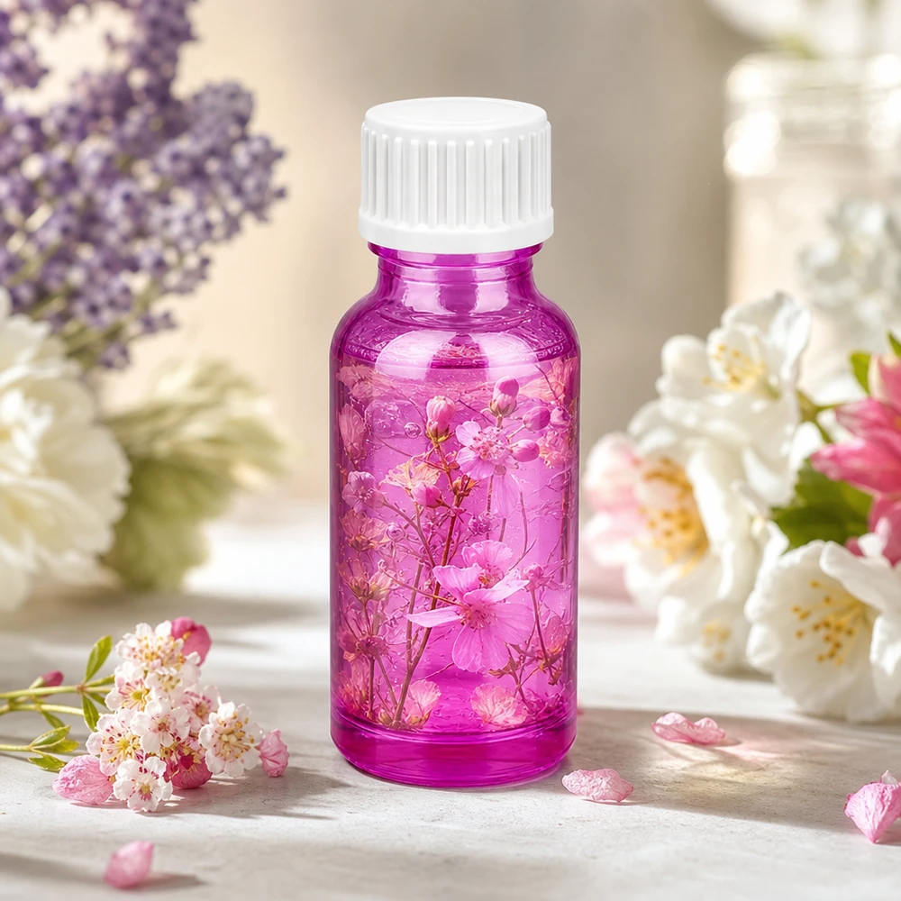 20ml (pallopullo) pullo 3mm kaaderengas valkoinen standardi PurpleLine.UT18/20 Laadukas 20 ml:n lasipullo, väriltään loistavan violetti, jossa on uritettu kierrekorkki turvallista säilytystä varten.