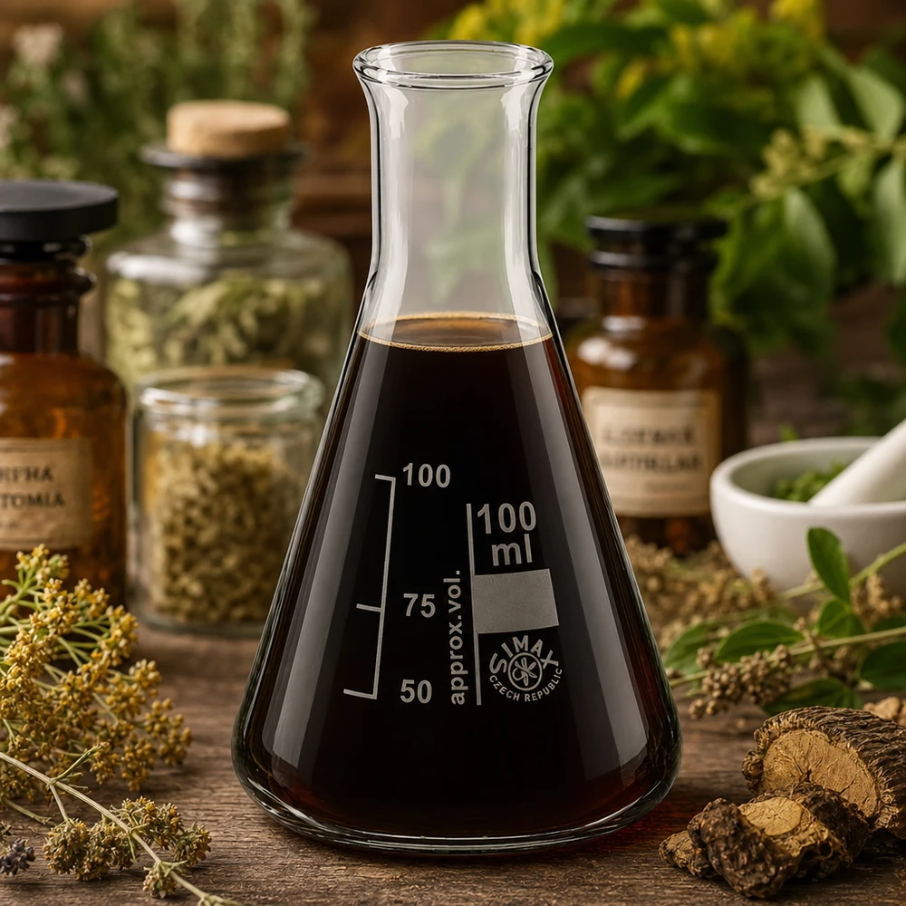 Erlenmeyer-pullo 100ml kapeakaulainen Erlenmeyer-pullo 100ml kapeakaulainen ja kartiomainen 100 ml:n pullo nesteiden optimaaliseen sekoittamiseen ja lämmittämiseen.
