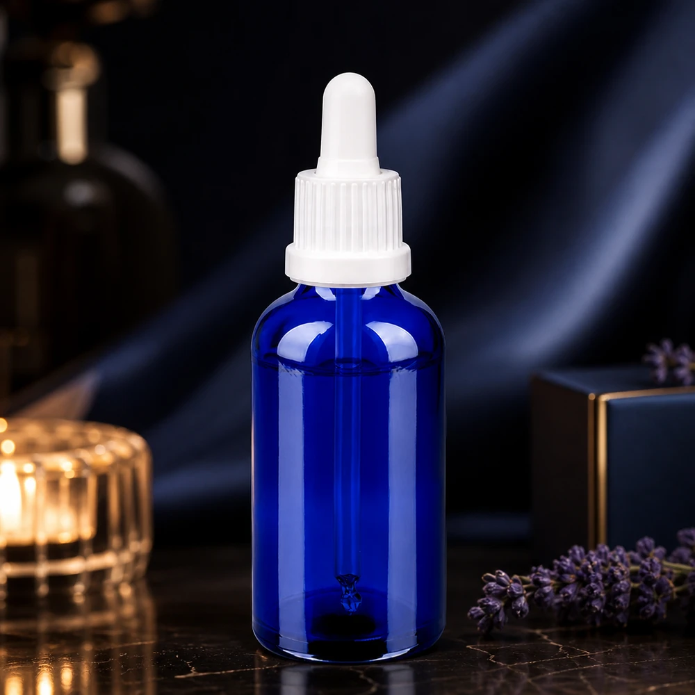 50ml pipettipullo valkoinen väärentämisen estävä suljin BlueLine UT18/50 BlueLine UT18/50 Kompakti 50ml pipettipullo sininen OV BlueLine UT18/50 ihanteellinen seerumeille ja tinktuureille.