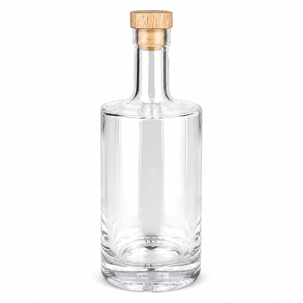500ml lasipullo Nora, jossa puukahvainen korkki UNiTWIST - kirkas lasi tyhjä, jossa puukorkkikorkki