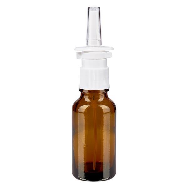 Apteekkipullo ruskea 20ml nenäsumutin valkoinen vakio. Apteekkipullo ruskea 20ml nenäsumutin valkoinen vakio.