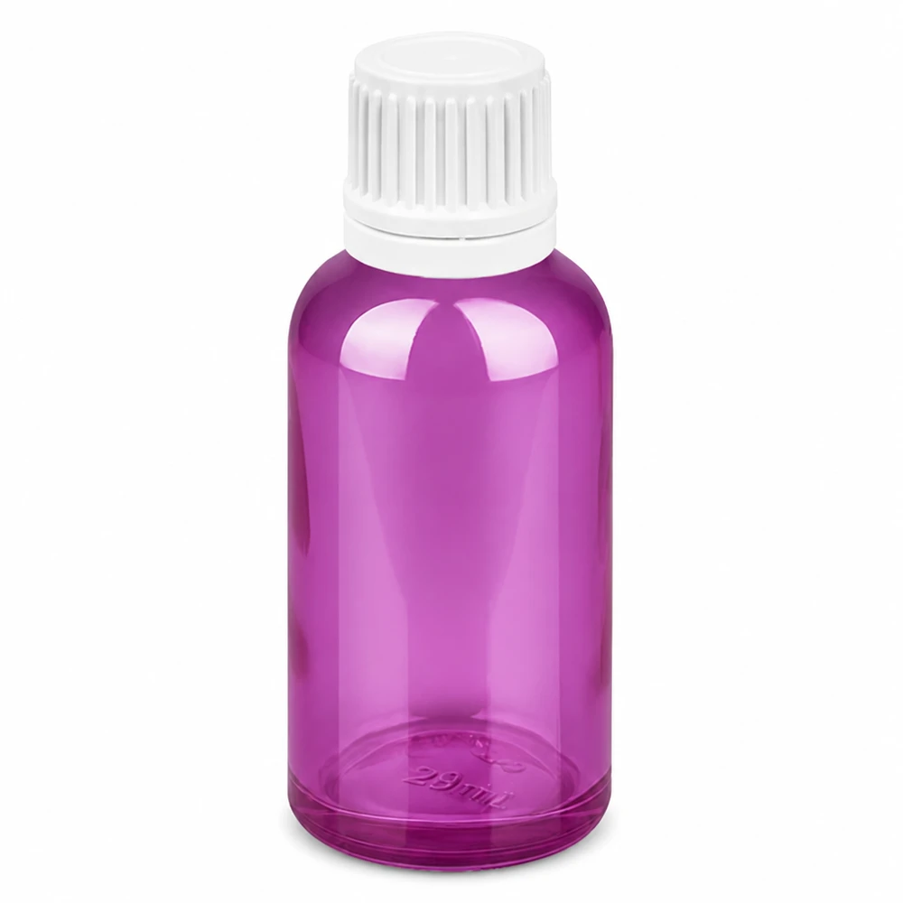 30ml tippapullo violetti, valkoinen korkki 0.7mm aukko tarkkaa annostelua varten.