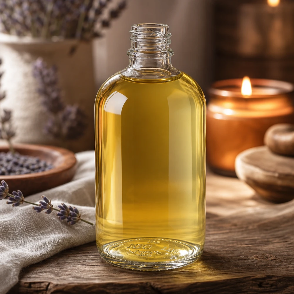 ApoGlas apteekkipullo 100ml korkealaatuisesta borosilikaattilasista aromaterapiasovelluksiin.