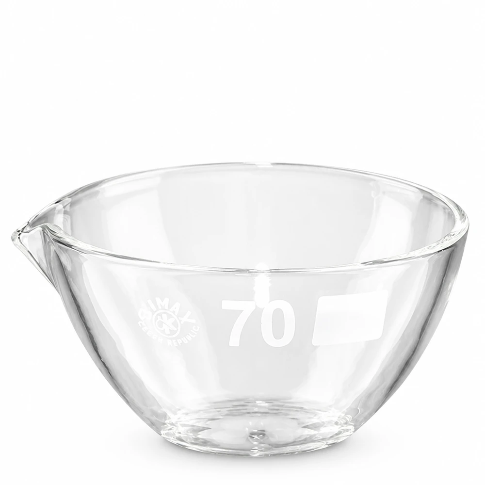 60ml haihdutusmalja, jossa on nokka borosilikaatti ø70mm 60 ml:n borsilikaattilasinen haihdutusastia, jossa on käytännöllinen nokka laboratoriokäyttöön.