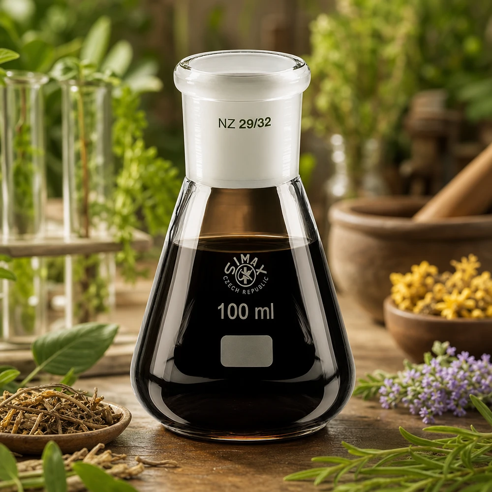 Erlenmeyer-pullo 100ml, jossa on vakiohiottu liitos (29/32). Erlenmeyer-pullo 100ml, jossa on vakiohiottu liitos (29/32).