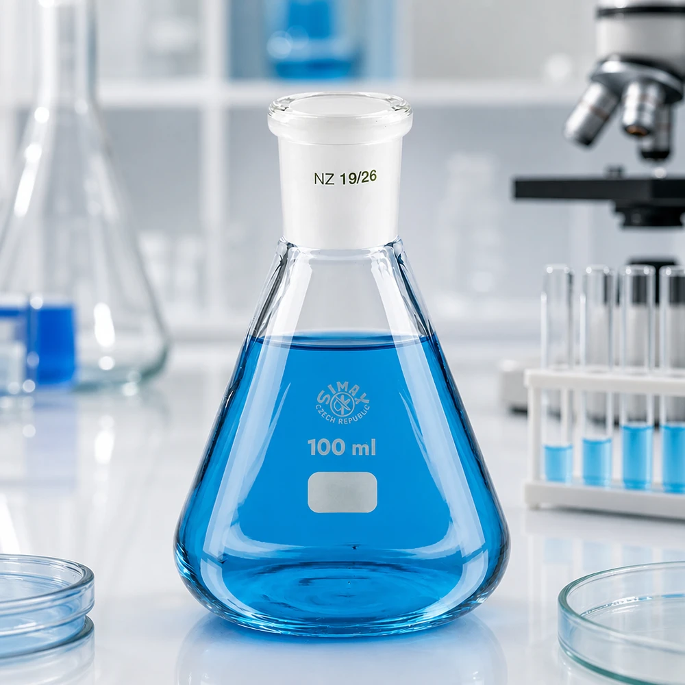 Erlenmeyer-pullo 100ml, jossa on vakiohiottu liitos (19/26).