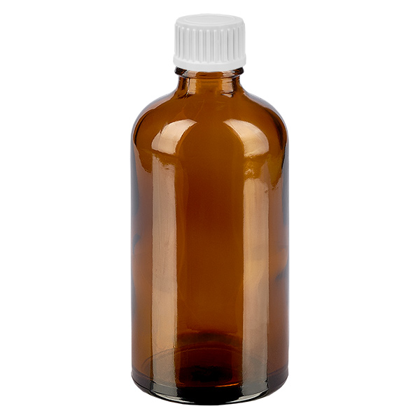 100ml Globulipullo 3mm valurengas valkoinen vakiosuljin RuskeaL. UT18/1