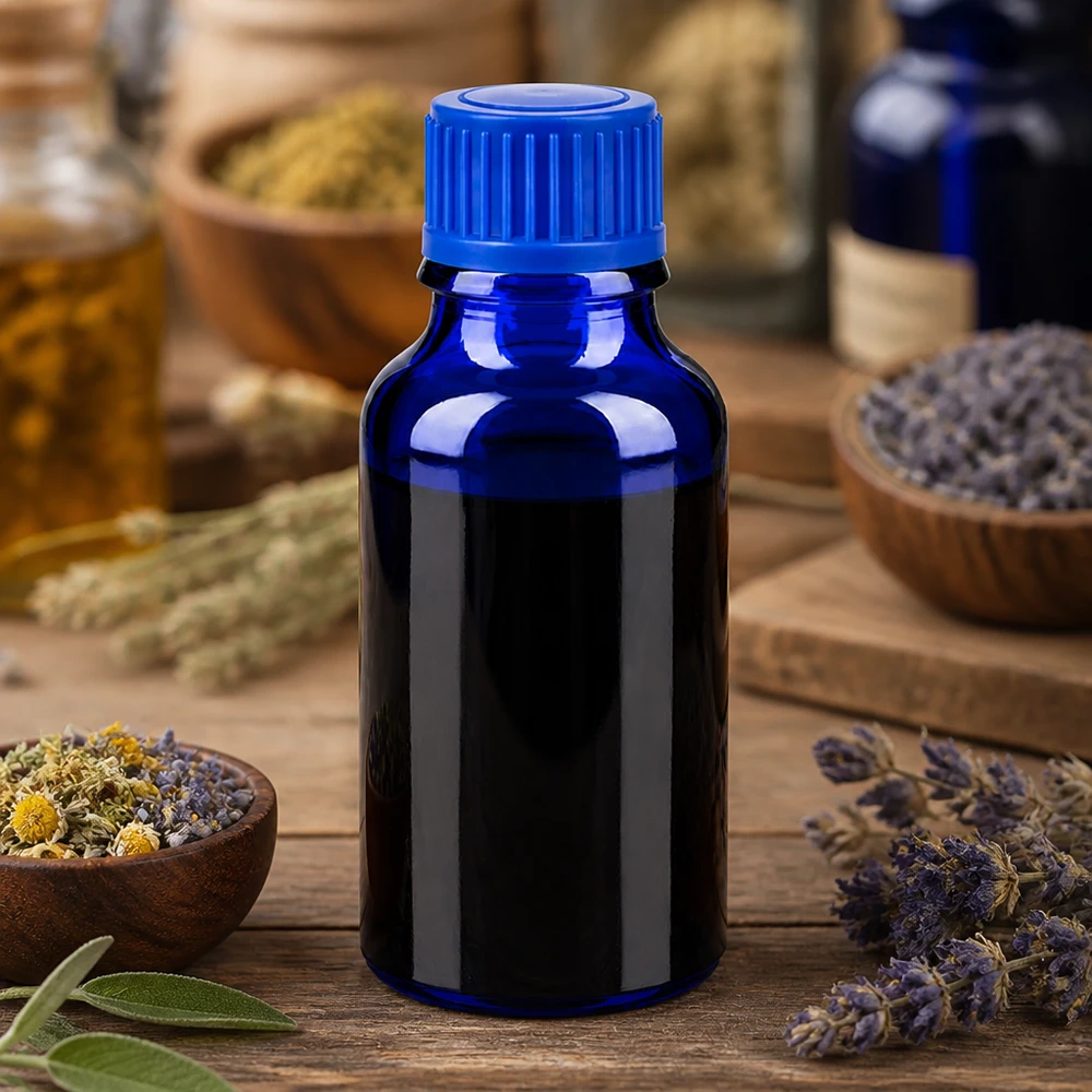 Premium 20 ml:n lasipullo BlueLine-sarja, jossa on kestävä materiaali ammattikäyttöön.