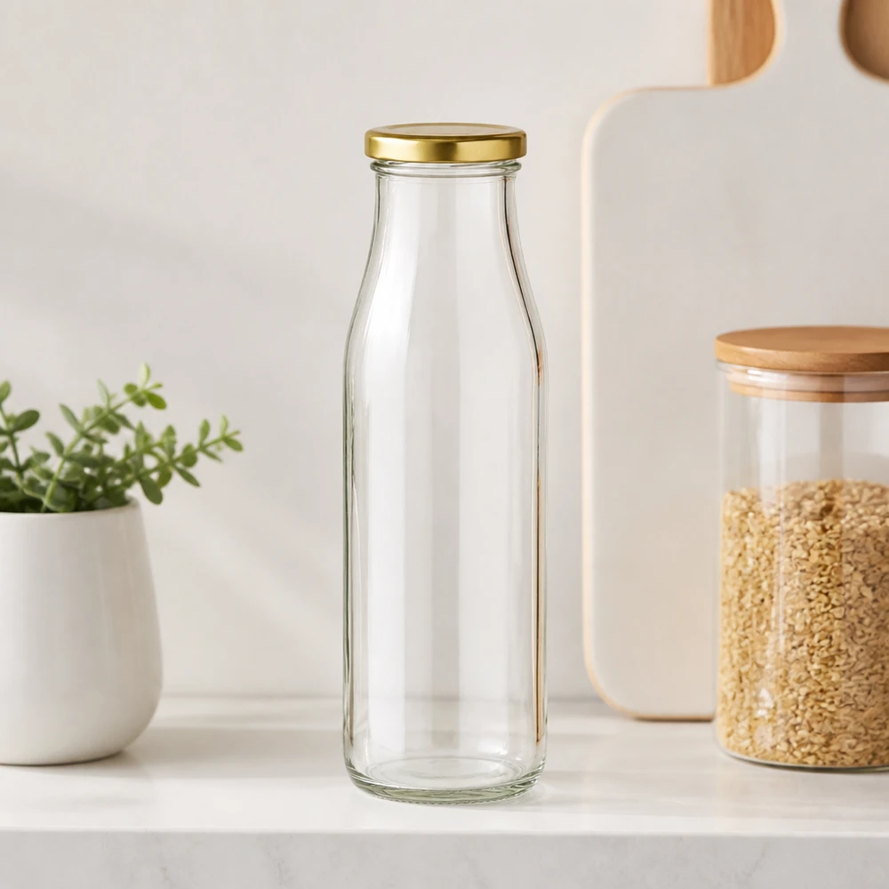 500ml lasipullo + BasicSeal-kansi kultainen UNiTWIST 500ml lasipullo + BasicSeal-kansi kultainen UNiTWIST