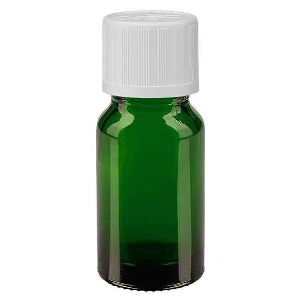 Apteekkipullo vihreä 10ml kierrekorkki valkoinen lapsiturvallinen Apteekkipullo vihreä 10ml kierrekorkki valkoinen lapsiturvallinen