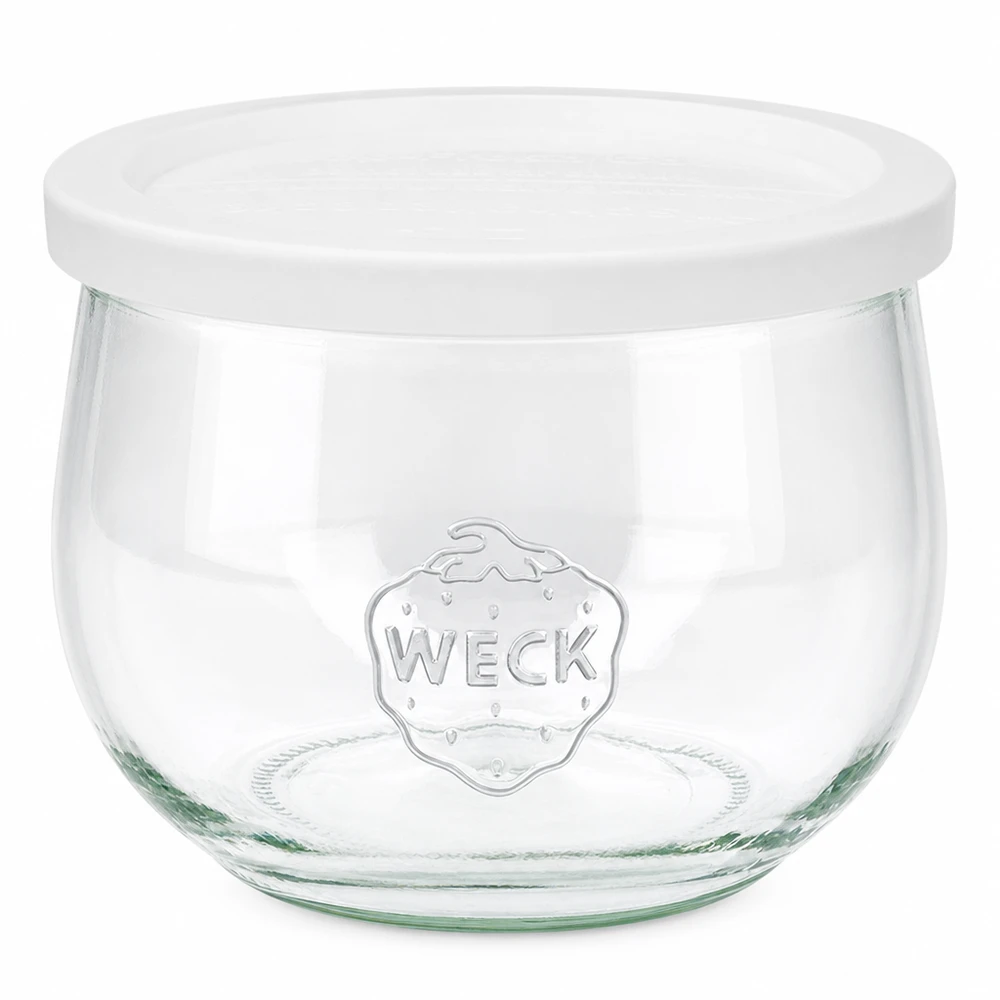 580ml tulppaanipurkki kannella WECK RR100 WECK tulppaanipurkki 580ml valkoisella raikkauskannella RR100 säilöntäpurkki läpinäkyvä WECK-logolla varustettuna